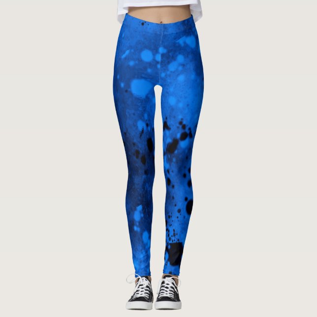 Leggings Paint Splatt Efecto Azul y Negro (Anverso)