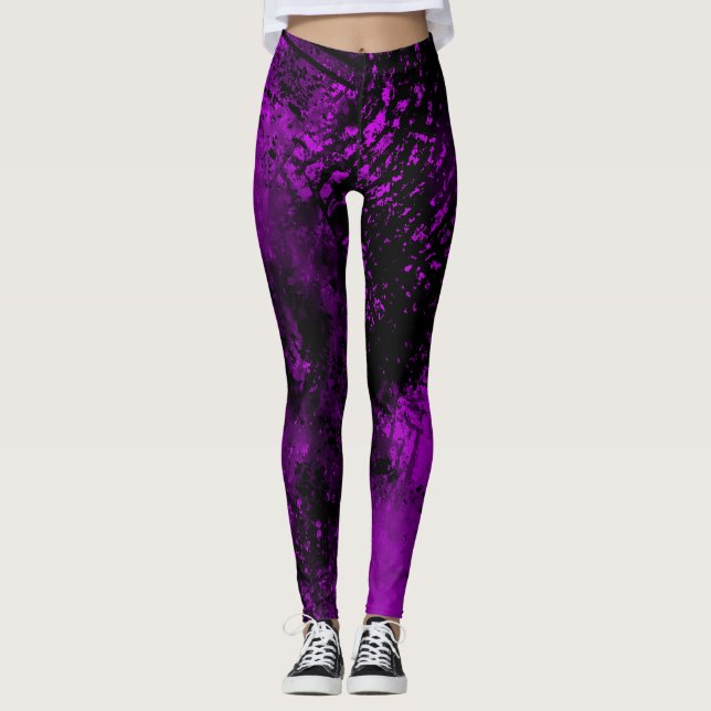 Leggings Paint Splatt Efecto Púrpura y negro (Anverso)