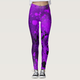 Leggings Paint Splatt Efecto Púrpura y negro