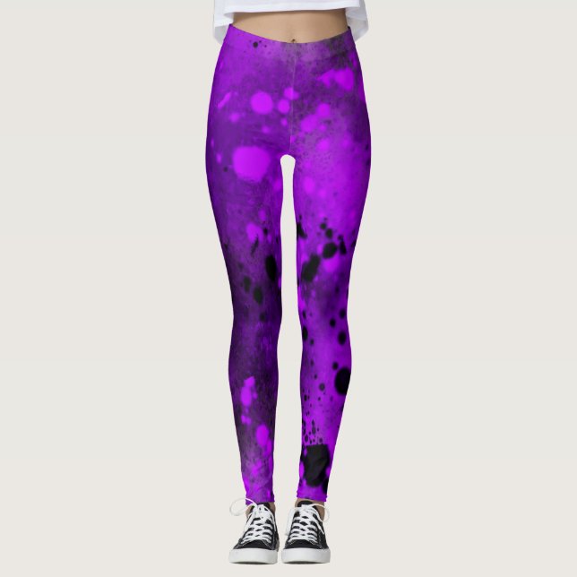 Leggings Paint Splatt Efecto Púrpura y negro (Anverso)