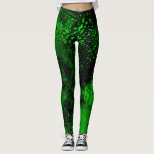 Leggings Paint Splatt Efecto Verde y Negro