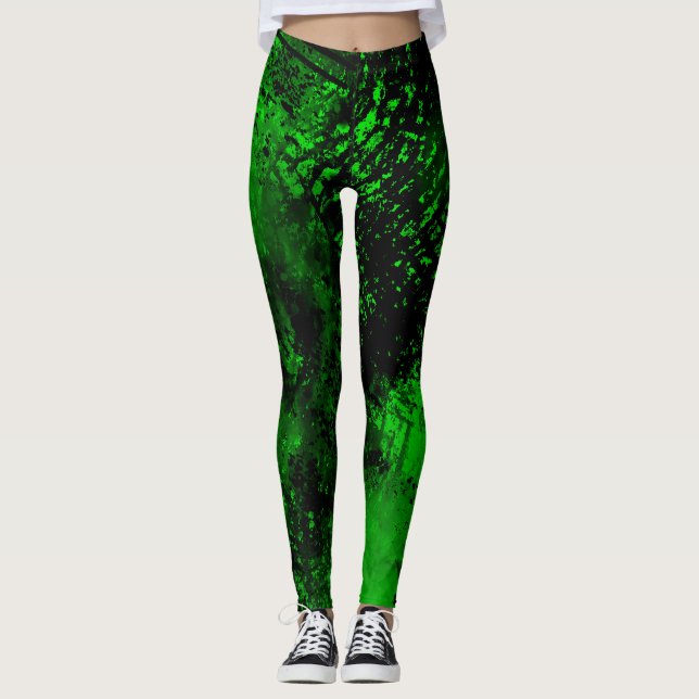 Leggings Paint Splatt Efecto Verde y Negro (Anverso)