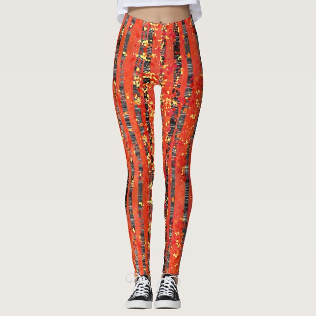 Leggings Paintaje paisajístico del bosque de Birch Tree (Anverso)