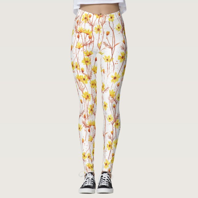 Leggings Painted Yellow Daisies (Anverso)