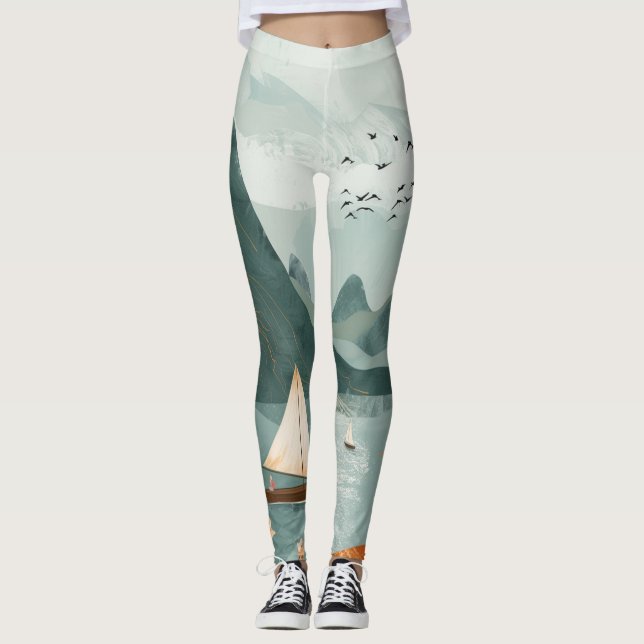 Leggings Paisaje abstracto de Boho (11) (Anverso)