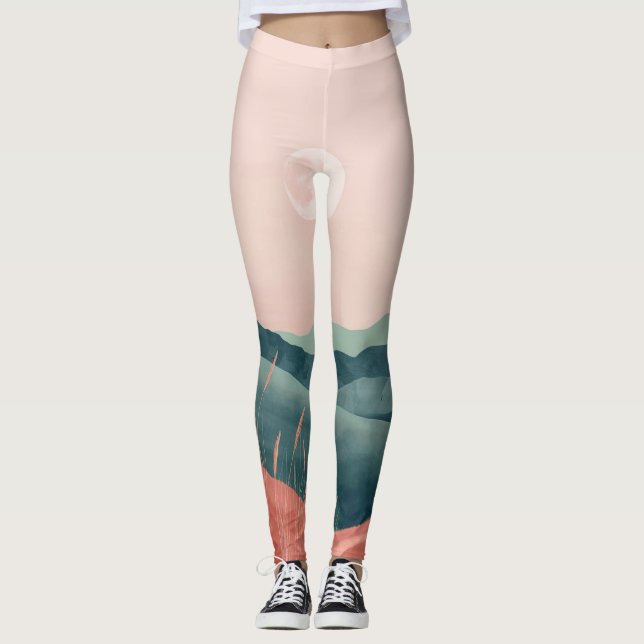 Leggings Paisaje abstracto de Boho (7) (Anverso)