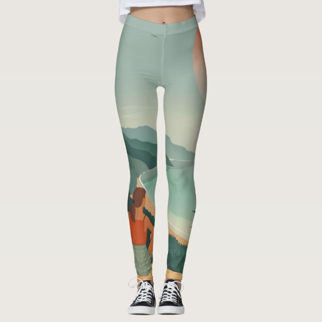 Leggings Paisaje abstracto de Boho (9) (Anverso)