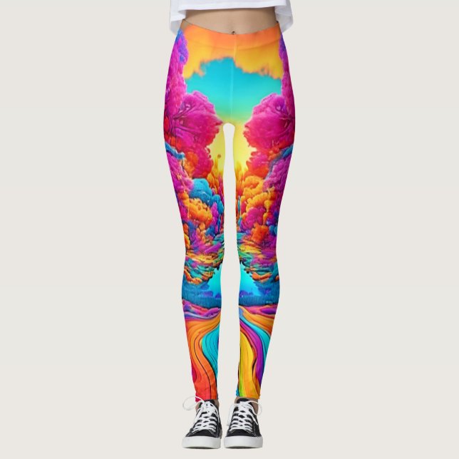 Leggings Paisaje colorido de fantasía (Anverso)