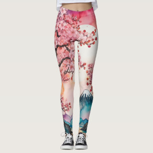 Leggings Paisaje de flores de cerezo japonés sakura