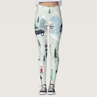 Leggings Paisaje de invierno de oso polar, antecedentes de