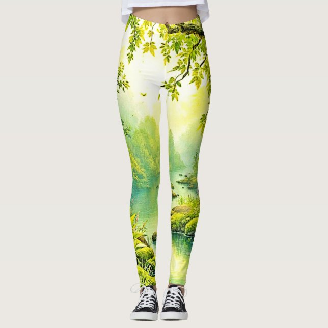 Leggings Paisaje de los bosques iluminados por el sol (Anverso)