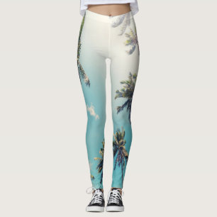 Leggings Paisaje de playa tropical de tranquilidad