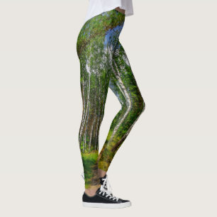 Leggings Paisaje del cielo natural de los árboles de aves 