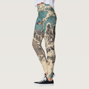 Leggings paisaje invernal de Hiroshige Japón ukiyo-e antigu