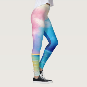 Leggings Paisaje marino "Tarfarran" rosa y azul