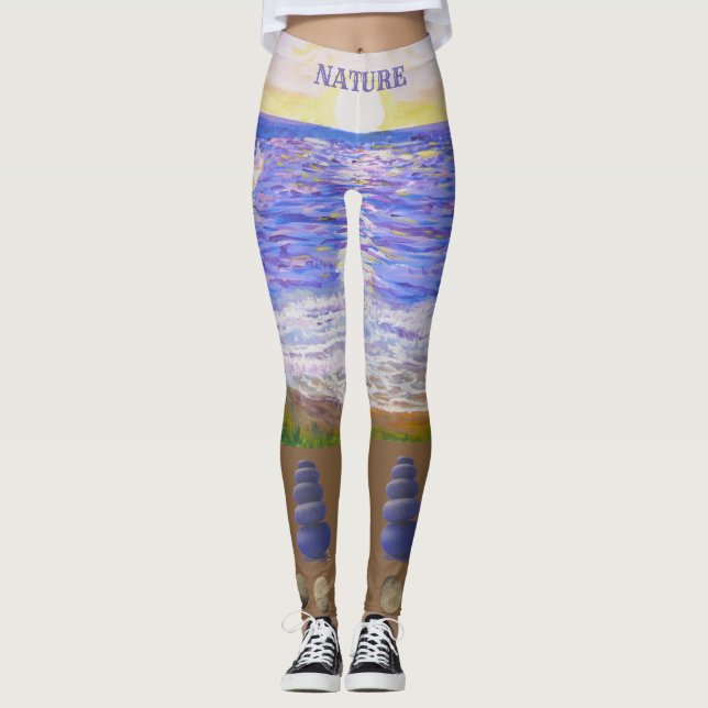 Leggings Paisaje Moderno de Playa (Anverso)