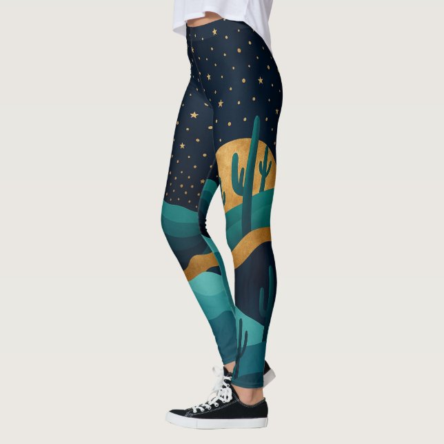 Leggings Paisaje nocturno del Desierto Dorado - Resumen del (Izquierda)