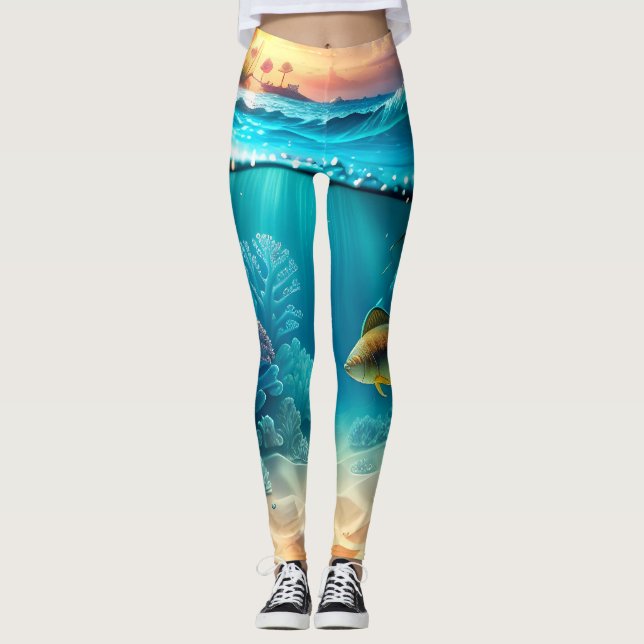 Leggings Paisaje submarino tropical (Anverso)