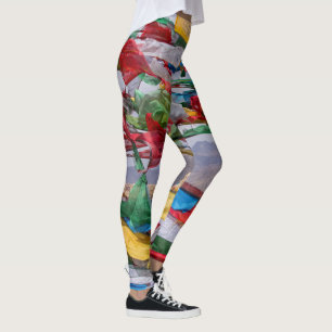 Leggings Paisaje tibetano con banderas de oración - Himalay