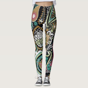 Leggings Paisley asiático: diseño moderno y sin fisuras.