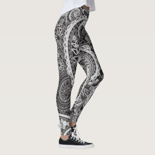 Leggings Paisley blanco y negro