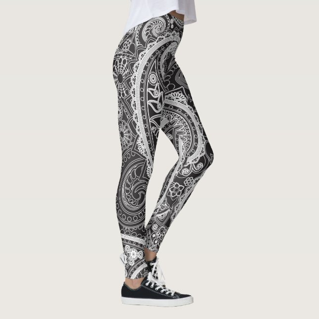 Leggings Paisley blanco y negro (Derecha)