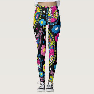 Leggings Paisley de estilo tribal, patrón étnico sin fisura
