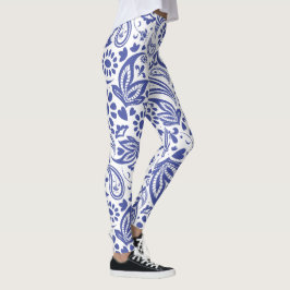Leggings Paisley de la Moda Blue Boho White de Hampton