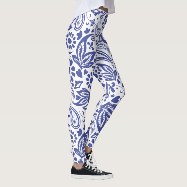 Leggings Paisley de la Moda Blue Boho White de Hampton (Derecha)