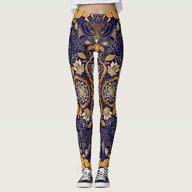 Leggings Paisley Elegance: Patrón de diseño textil (Anverso)