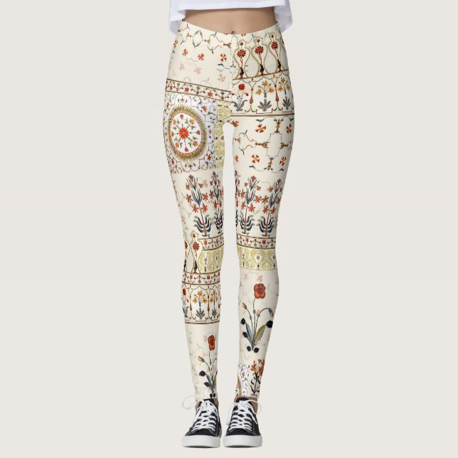Leggings Paisley floral mogol: Elegancia digital étnica. (Anverso)