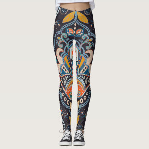 Leggings Paisley Floral: Patrón indio oscuro