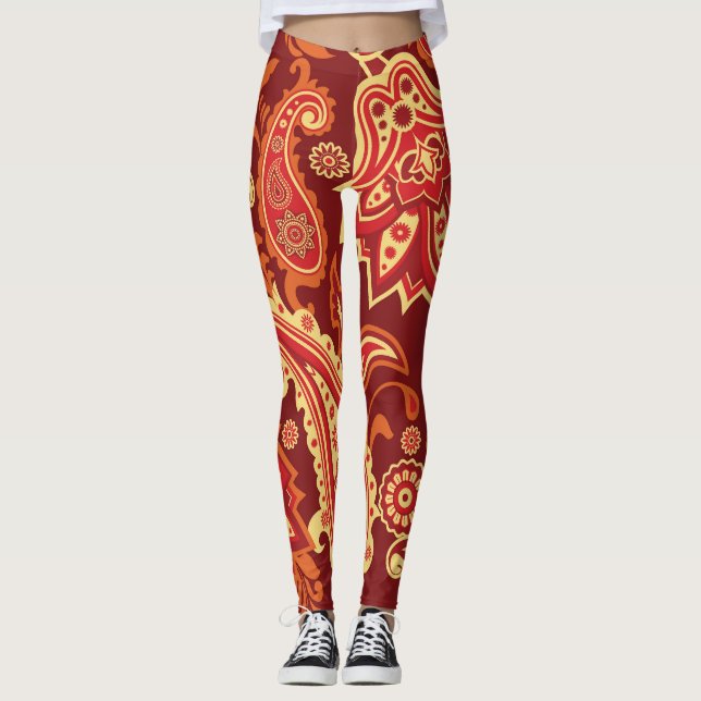 Leggings Paisley, flores: patrón ornamental sin costura (Anverso)