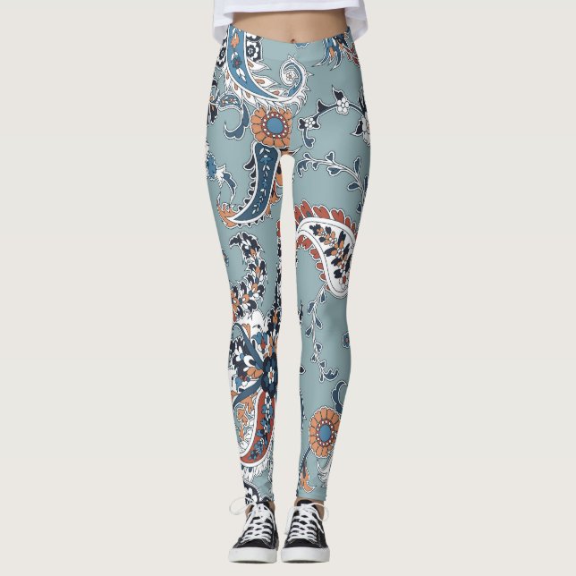 Leggings Paisley indio de moda: fondo sin costura. (Anverso)