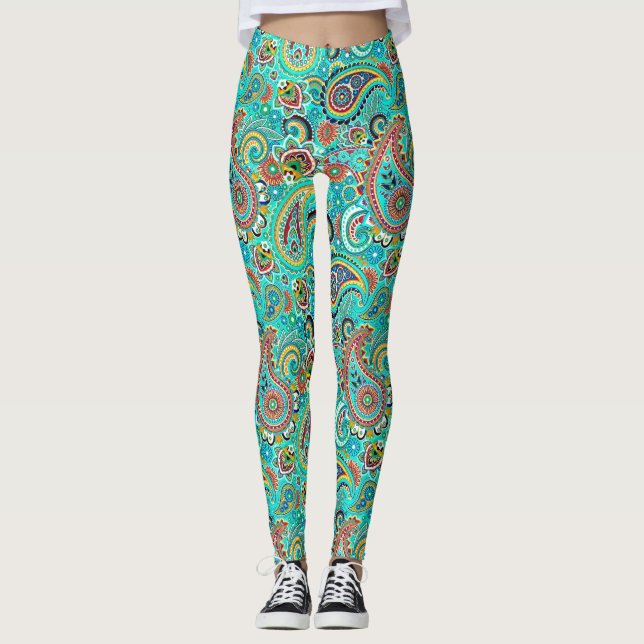 Leggings Paisley moderna y colorida (Anverso)