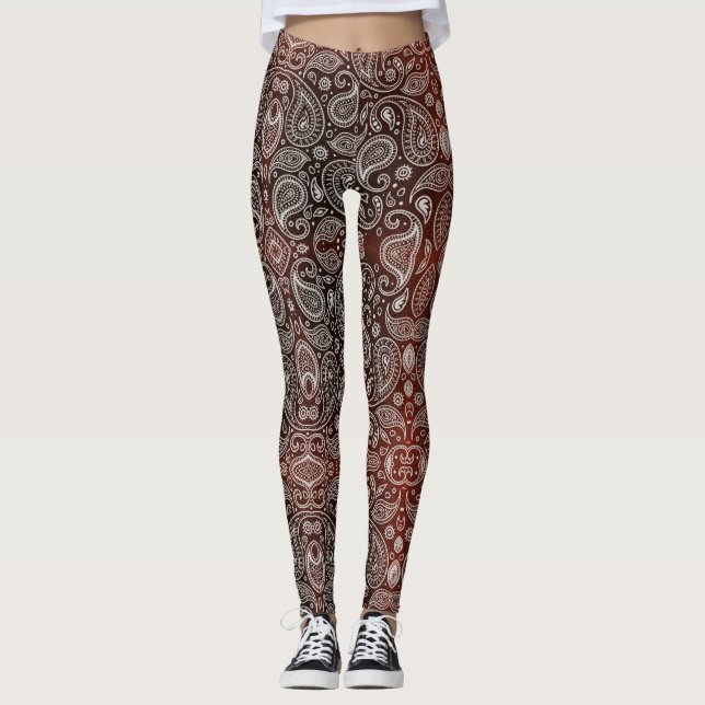 Leggings Paisley rojo oscuro (Anverso)
