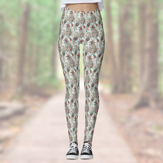 Leggings Paisley Vintage Look Rosa Burgundy Green House (Subido por el creador)