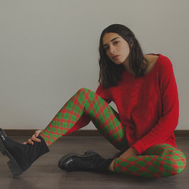 Leggings Pajama Pants, Navidades de Red Green Plaid