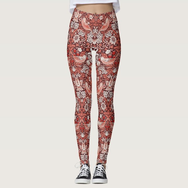 Leggings Pájaro de Terracota Strawberry Thief de William Mo (Anverso)
