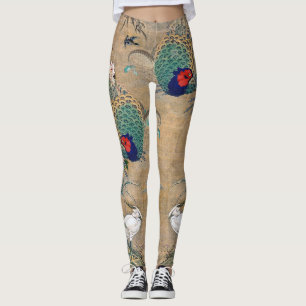 Leggings Pájaro del Egret del faisán floral por todo las