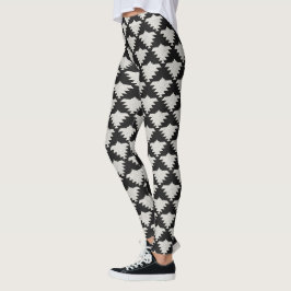 Leggings Pájaro geométrico tribal vintage | Boho negro y ma