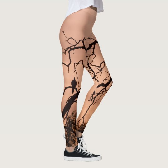 Leggings Pájaro negro anaranjado en gótico fantasmagórico