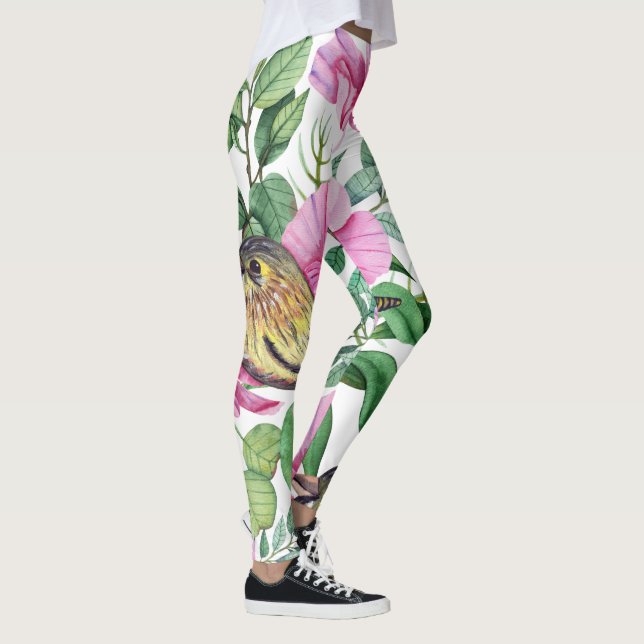 Leggings Pájaros coloridos Patrón Floral Leyendas de mujere (Derecha)
