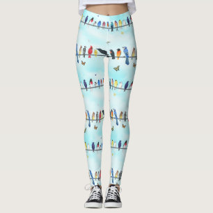 Leggings pájaros de patio trasero en una línea con mariposa