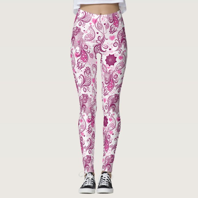 Leggings Pájaros Púrpura Y Rosa (Anverso)