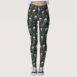 Leggings Pájaros rosados del modelo 20s de los helechos del