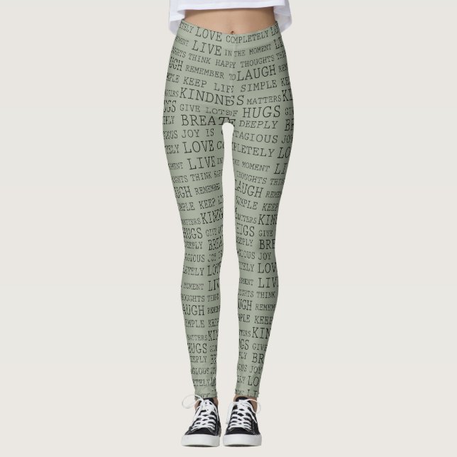 Leggings Palabras inspiradoras verde negro (Anverso)