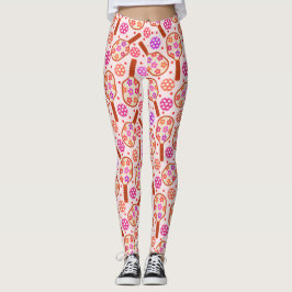 Leggings Palas de Pickleball con Patrón de Flores Retro
