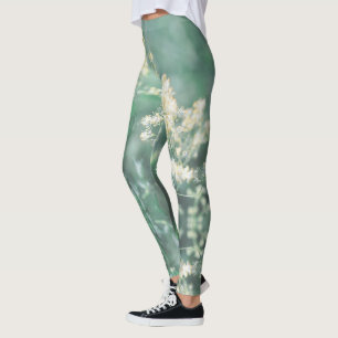 Leggings Pale Pastel Verde Amarillo Amarillo Lejano Flores 