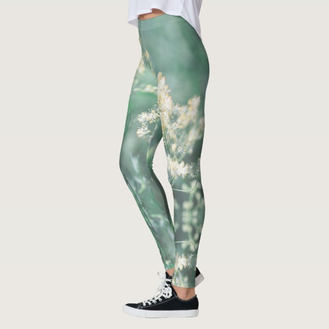 Leggings Pale Pastel Verde Amarillo Amarillo Lejano Flores  (Izquierda)